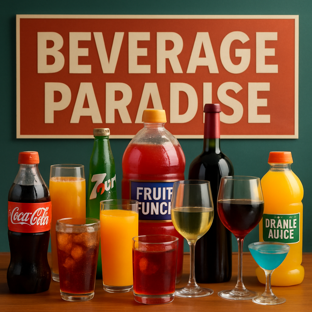 A variety of beverages on display